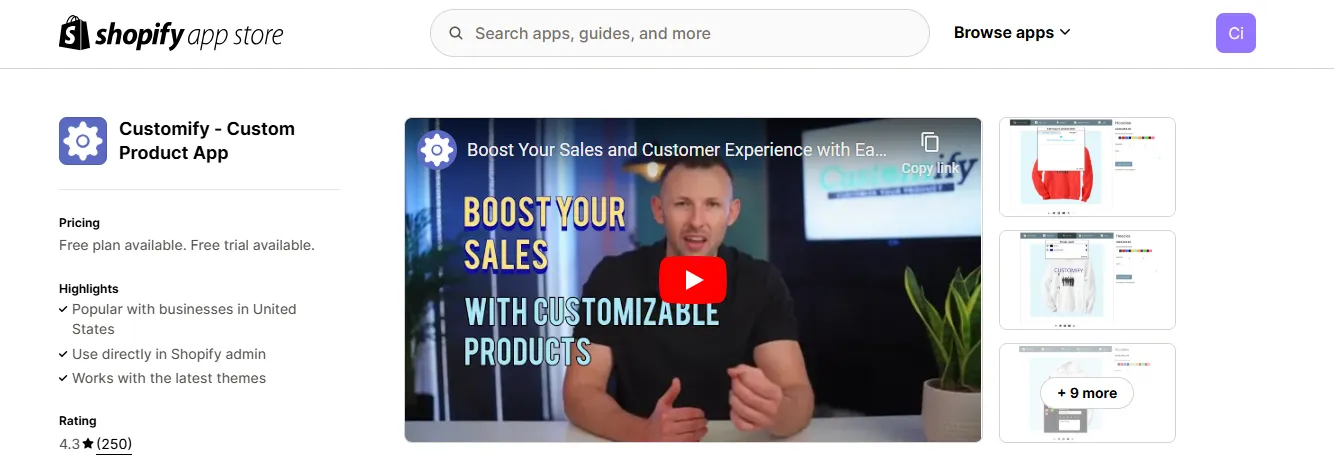 9. Customify ‑ Custom Product App